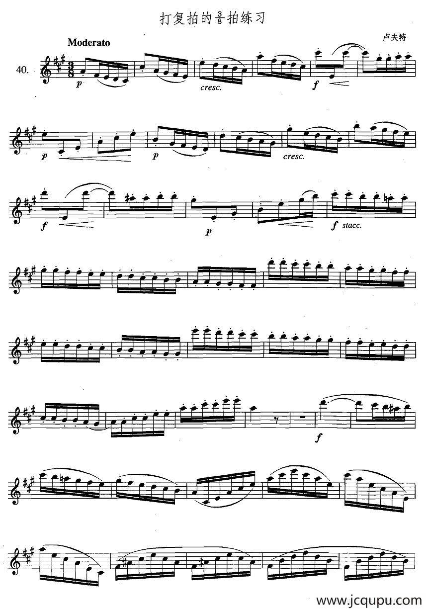 苏库西来西（3—40）打复拍的3/8拍练习简谱