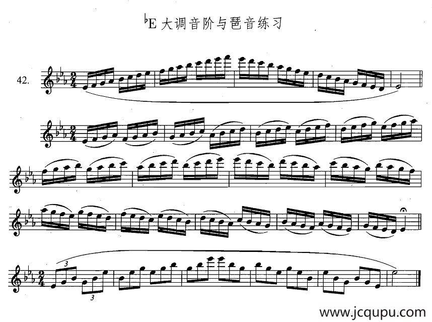 萨克斯练习曲合集（3—42）降E大调音阶与琶音练习简谱