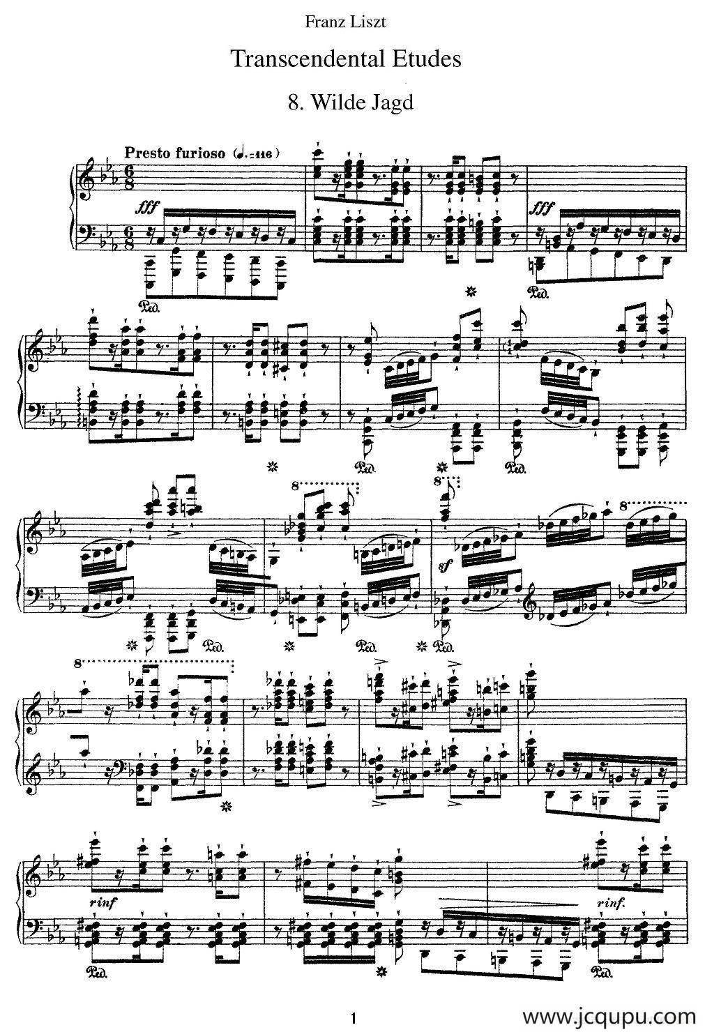 12首超级技巧练习曲：Wilde Jagd（狩猎）简谱