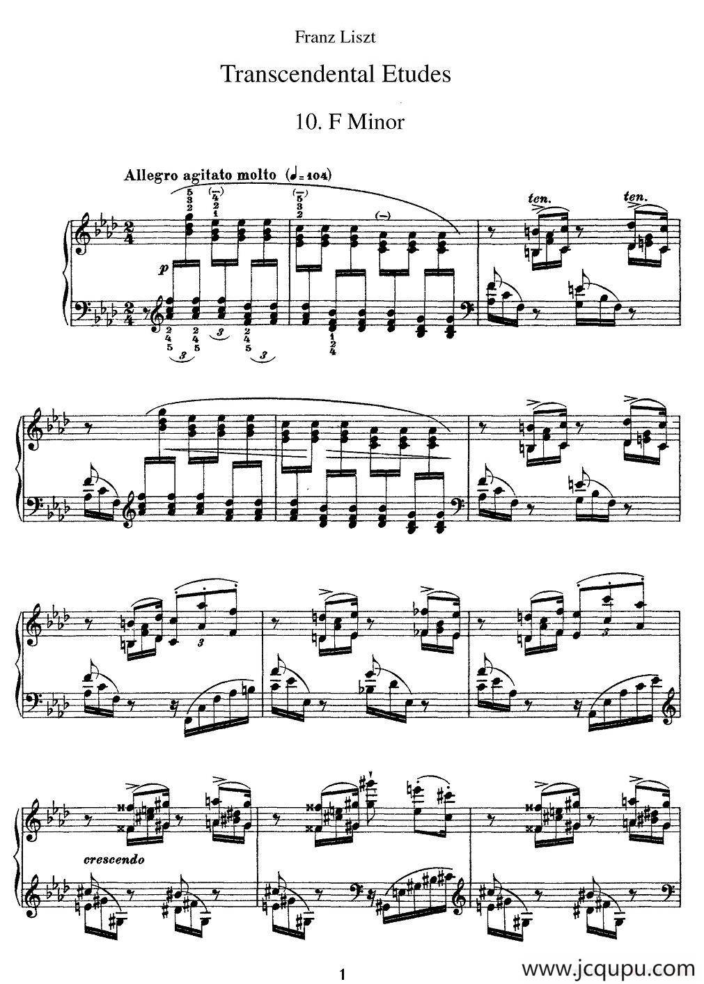 12首超级技巧练习曲：F Minor（F小调）简谱