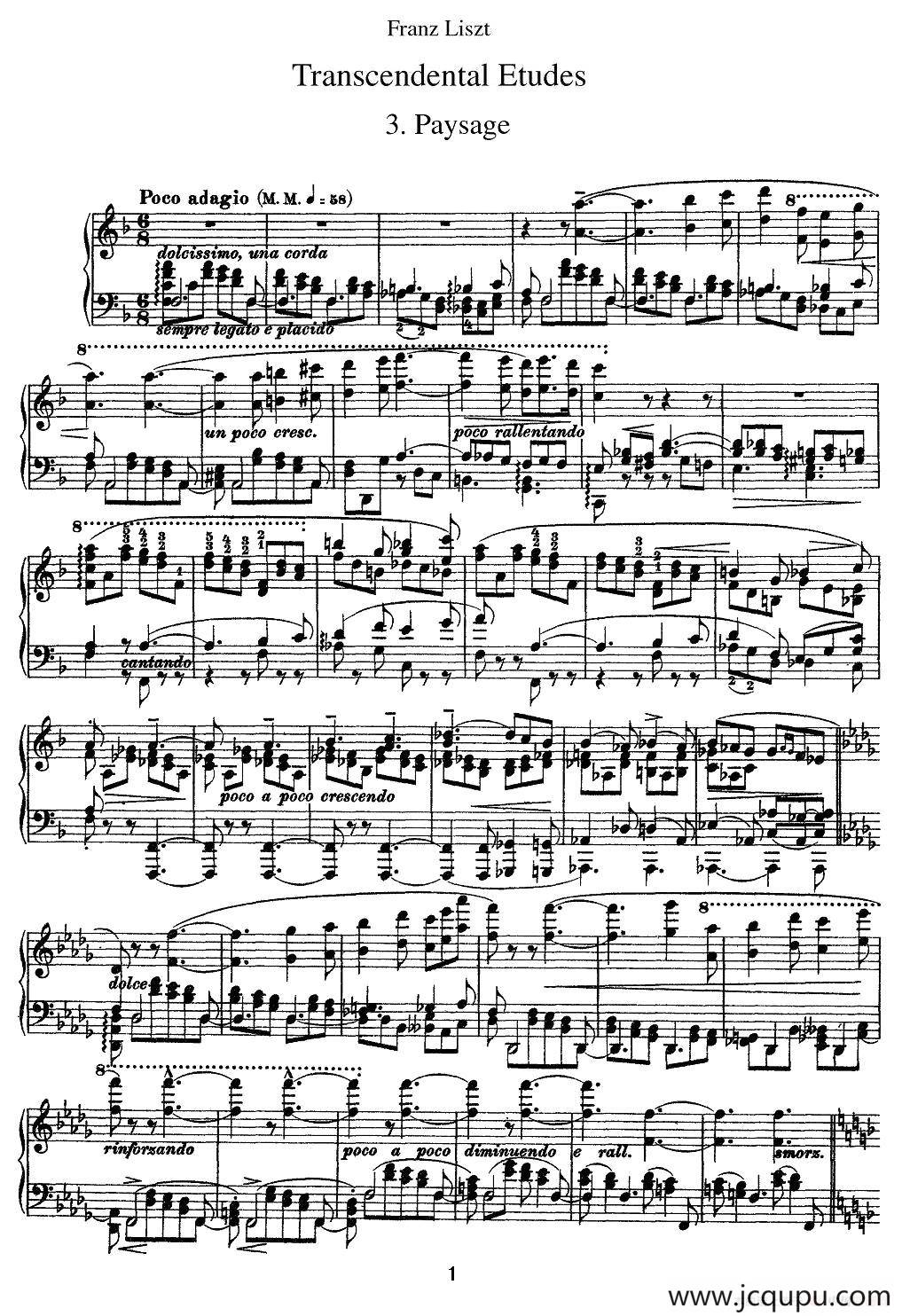 12首超级技巧练习曲：Paysage（风景）简谱