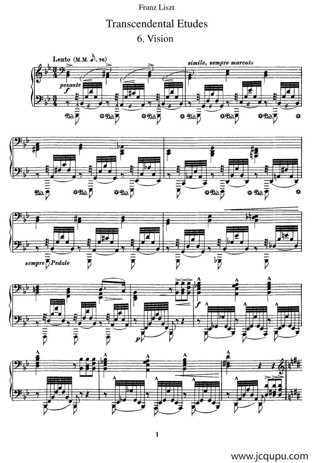 12首超级技巧练习曲：Vision（幻影）简谱