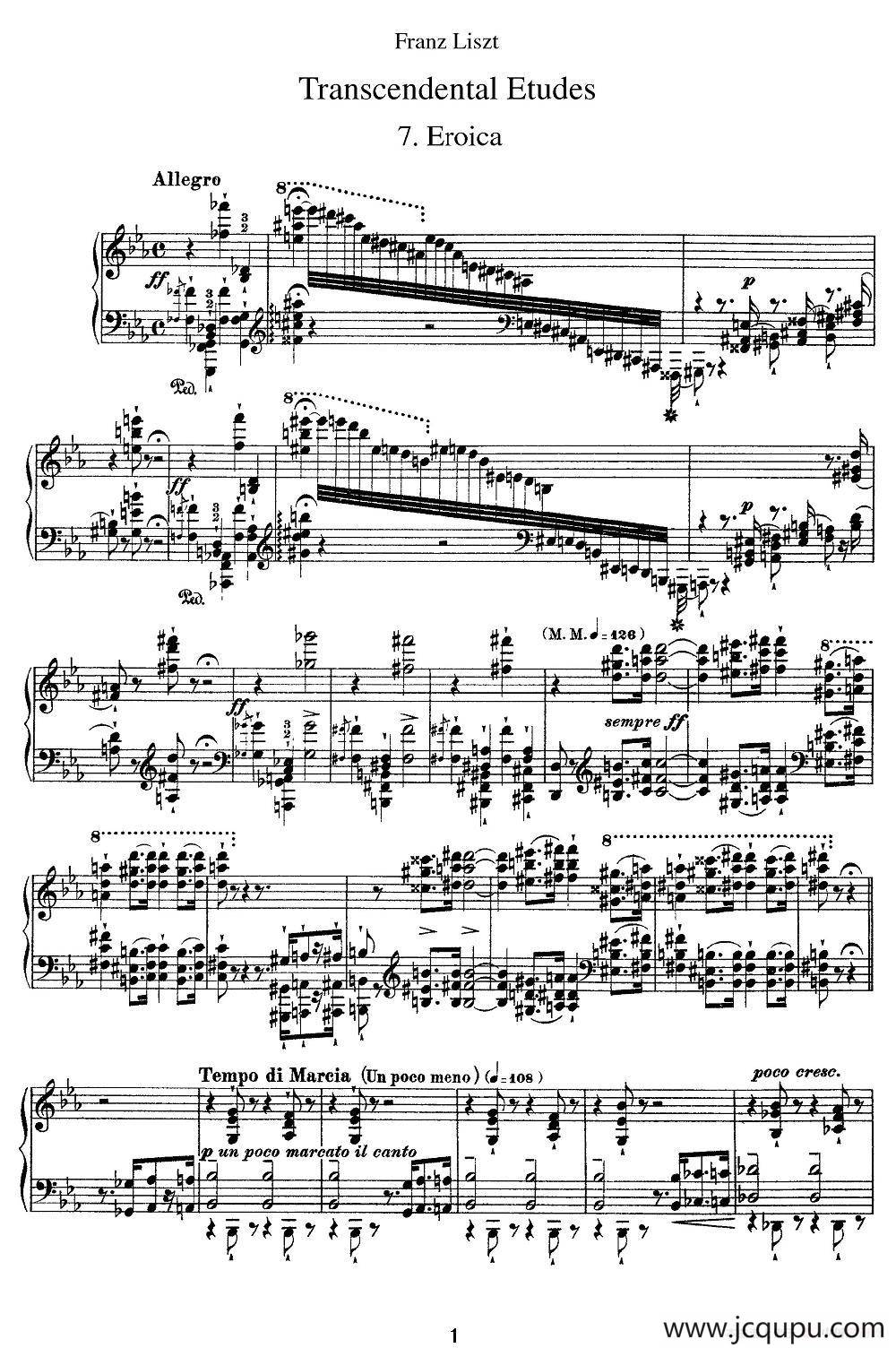 12首超级技巧练习曲：Eroica（英雄）简谱