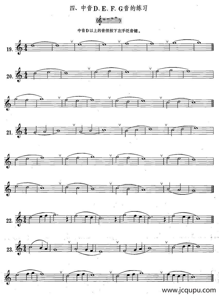 萨克斯练习曲合集（1—4）中音D、E、F、G音的练习简谱