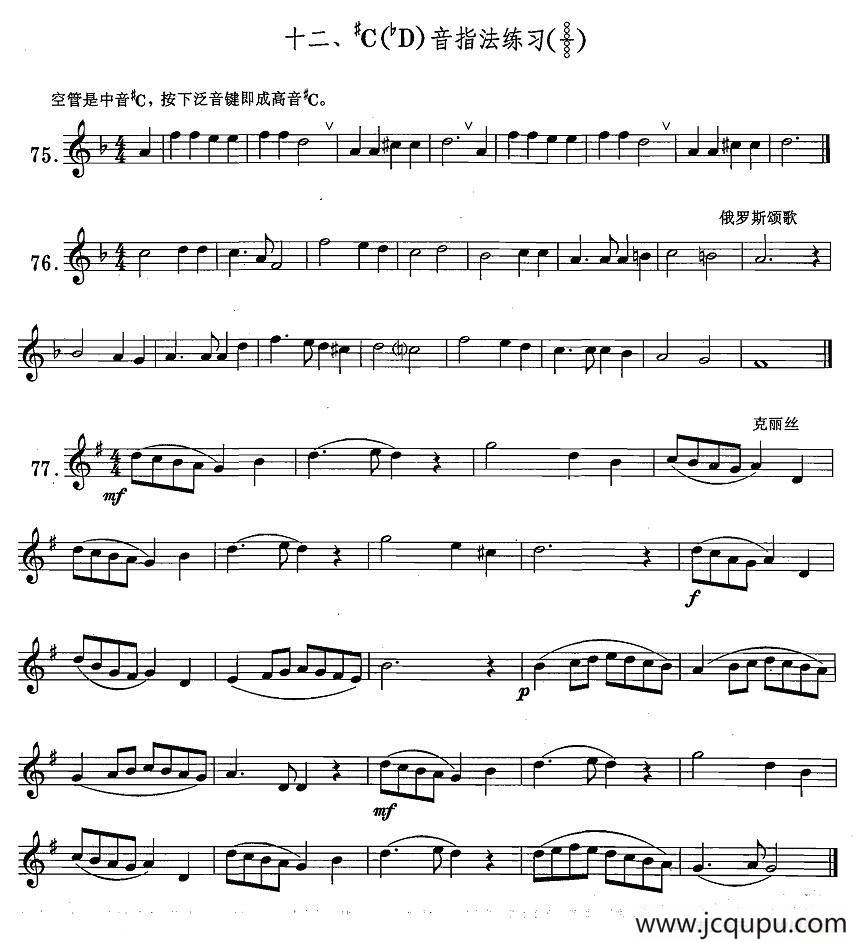 萨克斯练习曲合集（1—12）升C（降D）音指法练习简谱