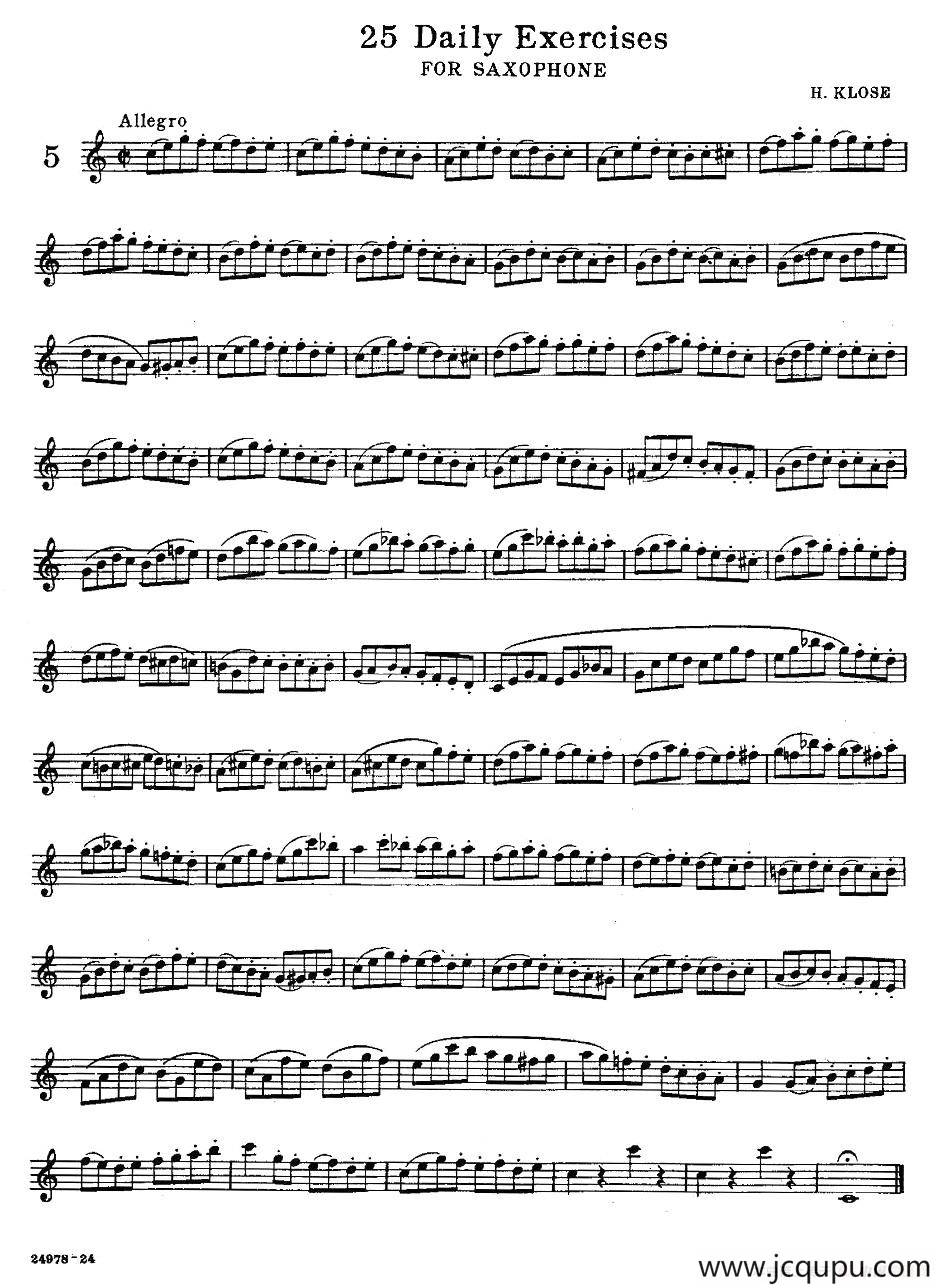 klose - 25首萨克斯练习曲（5）简谱