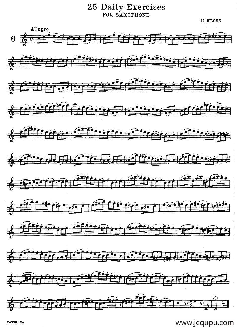 klose - 25首萨克斯练习曲（6）简谱