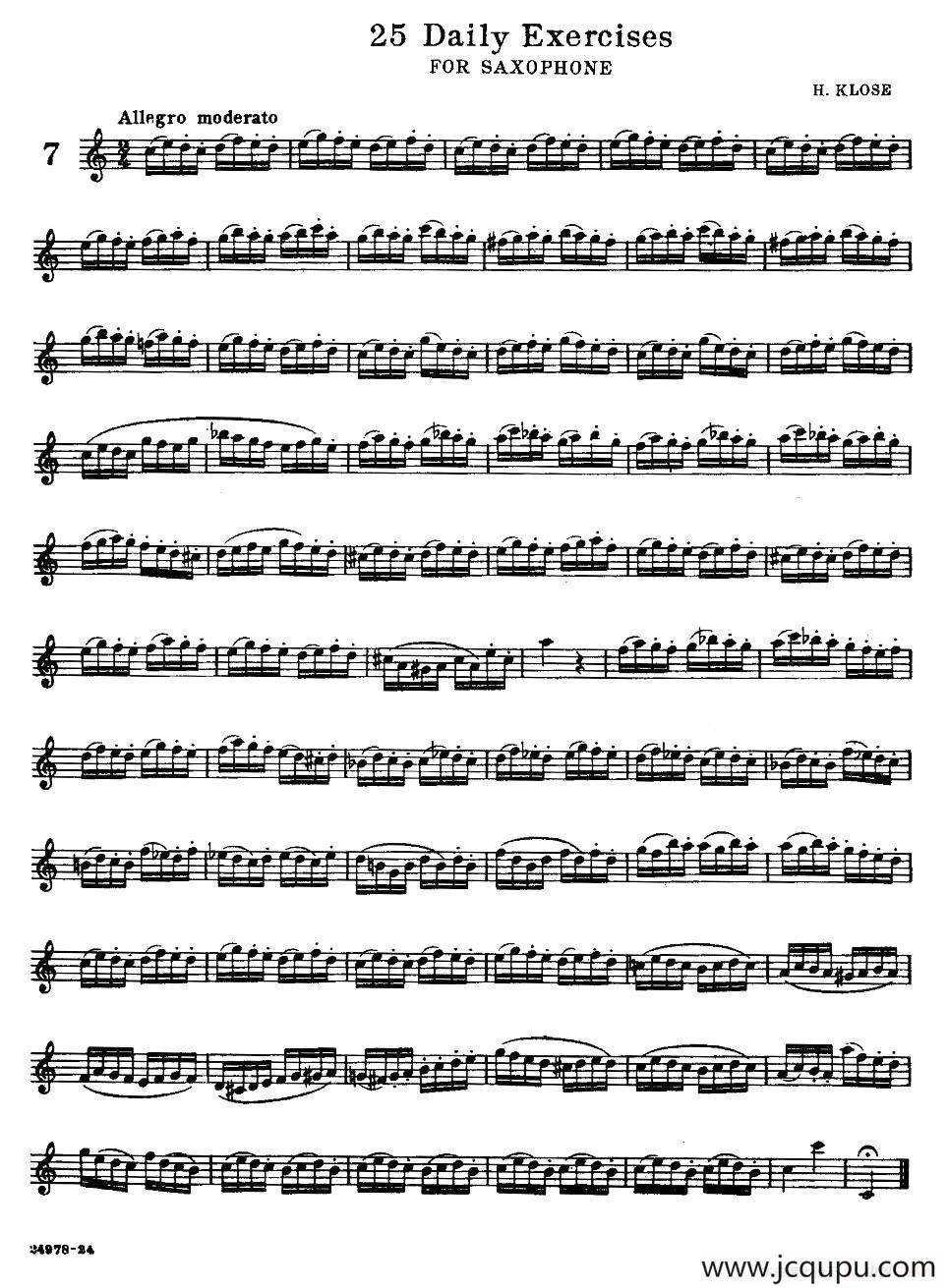 klose - 25首萨克斯练习曲（7）简谱