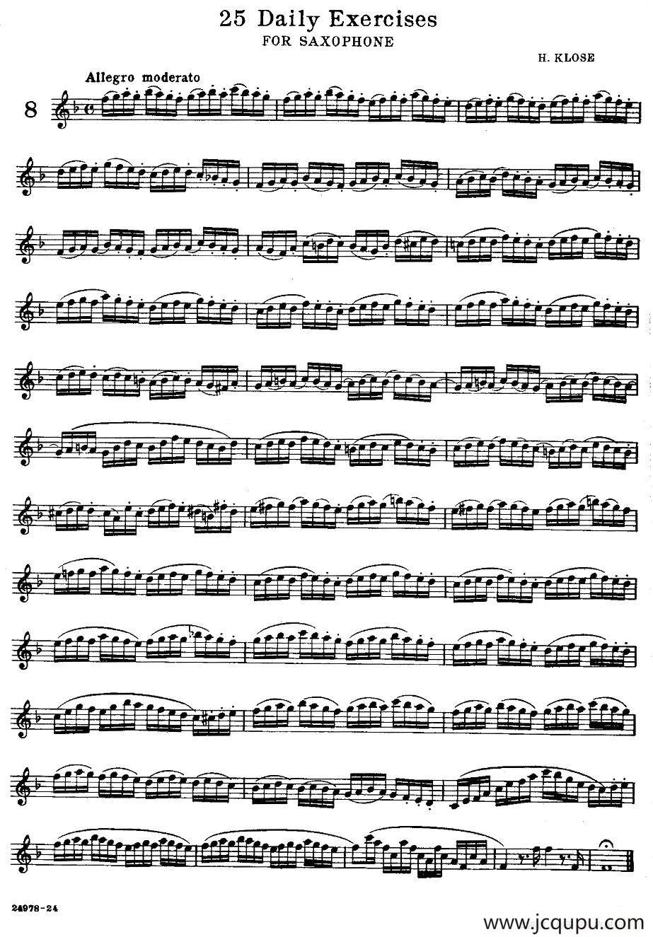 klose - 25首萨克斯练习曲（8）简谱