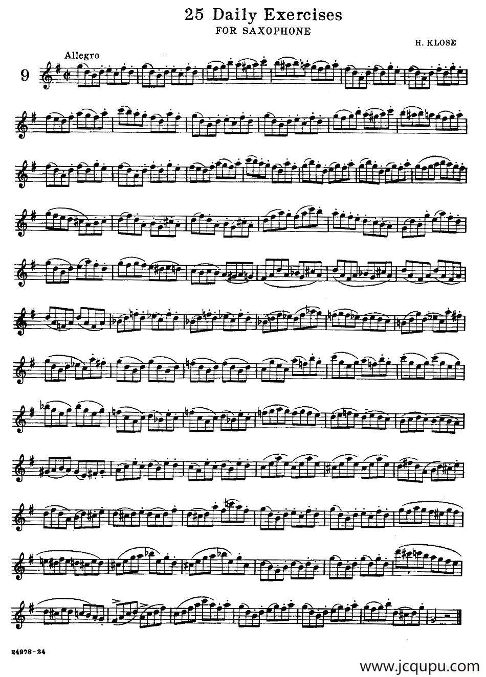 klose - 25首萨克斯练习曲（9）简谱