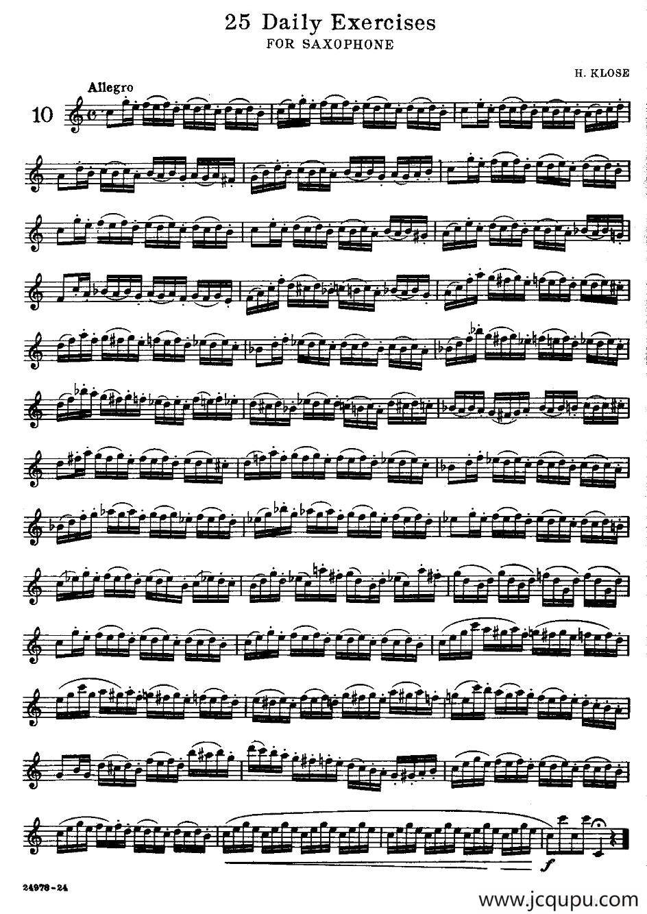 klose - 25首萨克斯练习曲（10）简谱