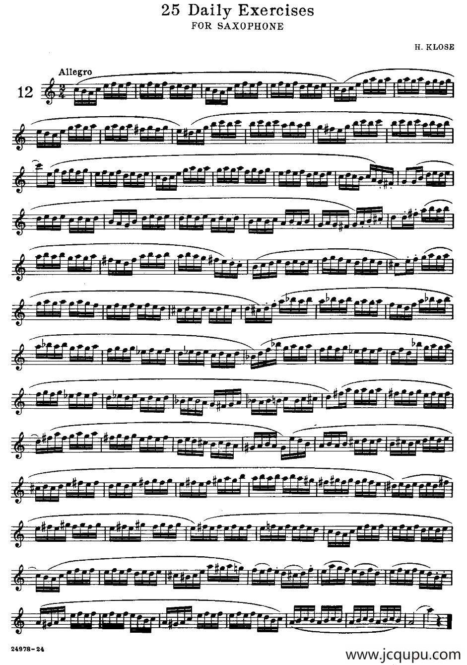 klose - 25首萨克斯练习曲（12）简谱