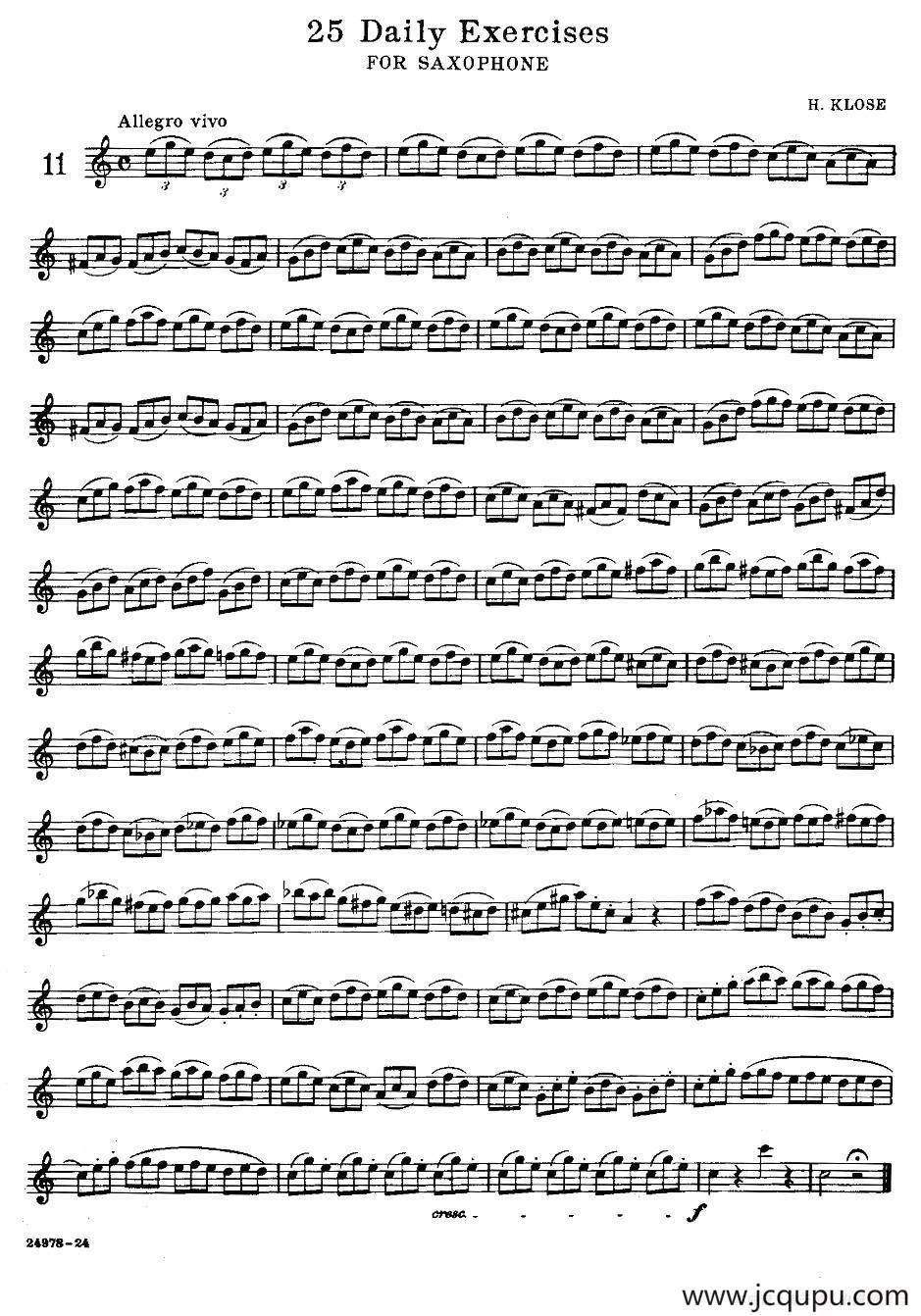 klose - 25首萨克斯练习曲（11）简谱