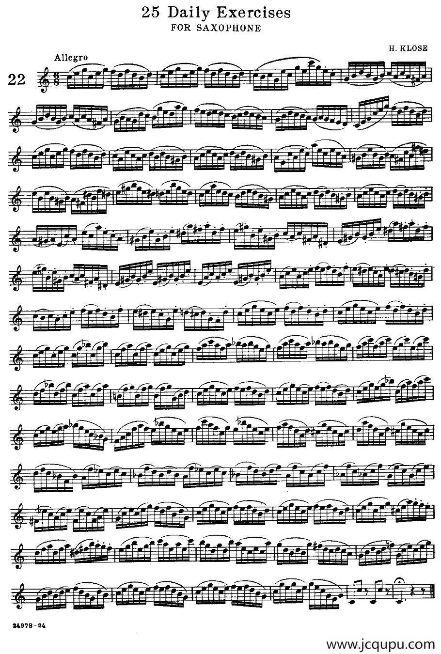 klose - 25首萨克斯练习曲（22）简谱