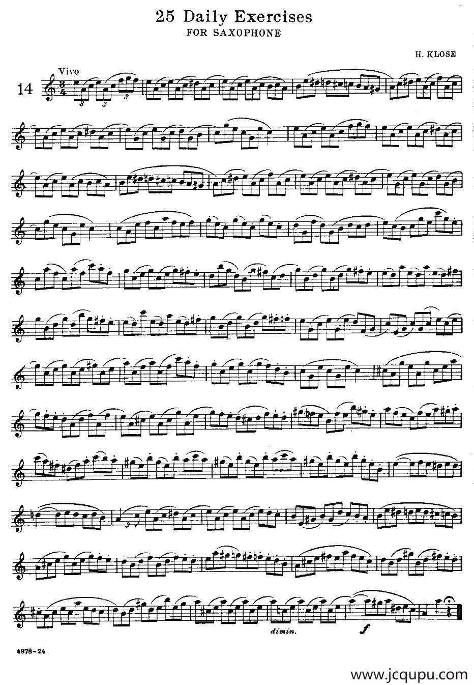 klose - 25首萨克斯练习曲（14）简谱