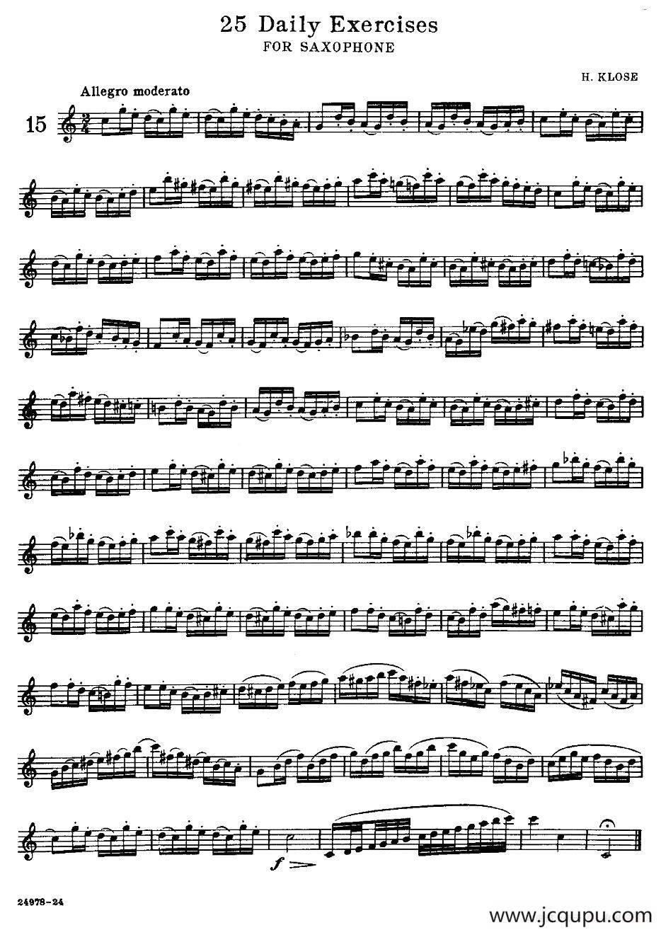 klose - 25首萨克斯练习曲（15）简谱