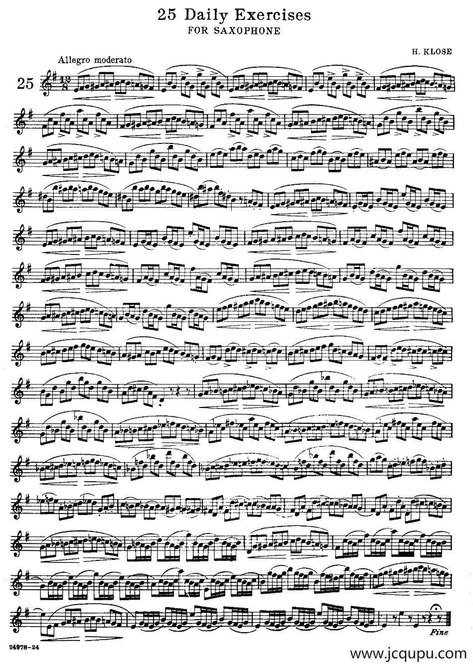 klose - 25首萨克斯练习曲（25）简谱