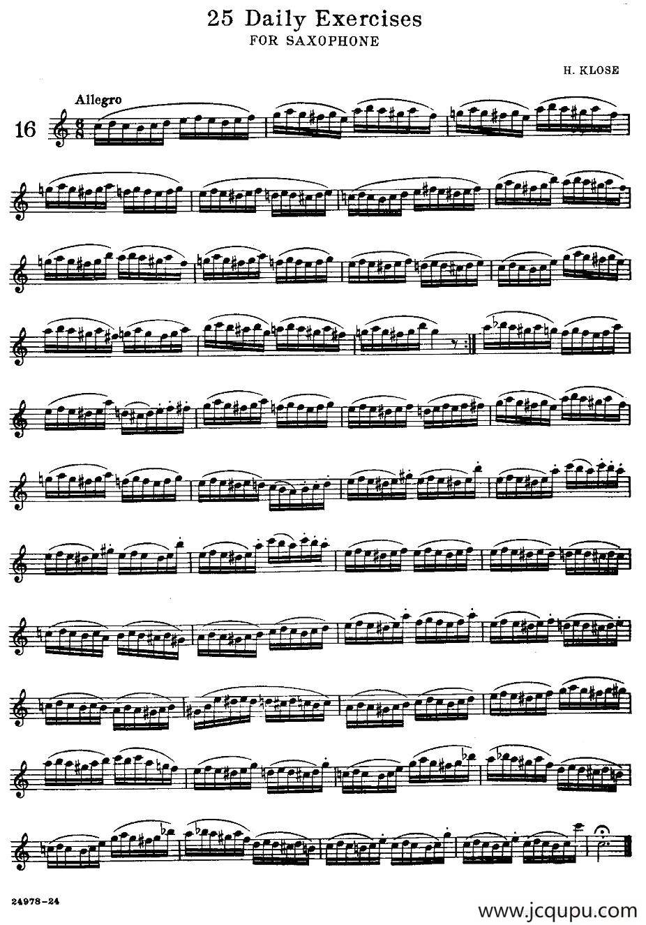 klose - 25首萨克斯练习曲（16）简谱
