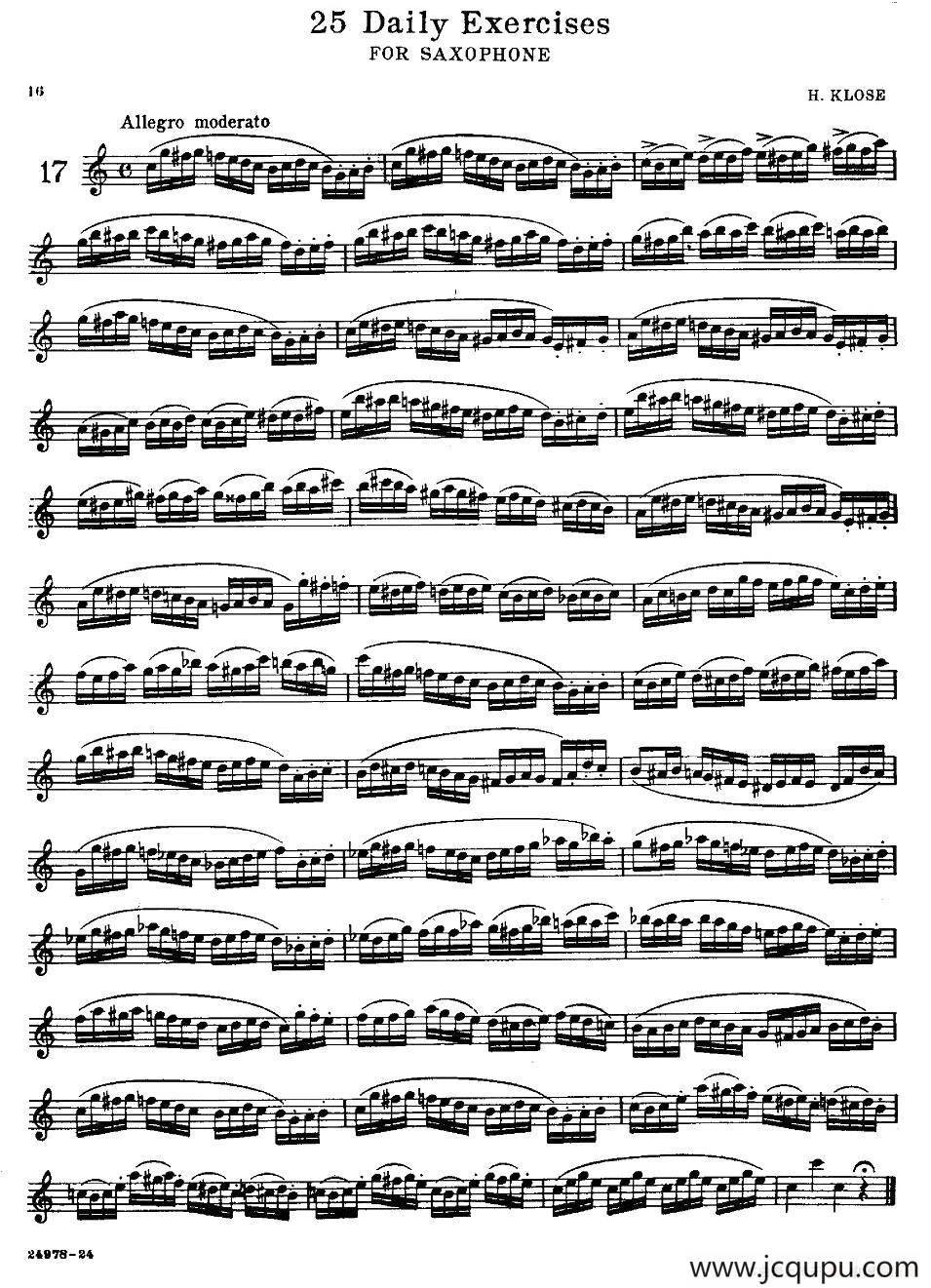 klose - 25首萨克斯练习曲（17）简谱