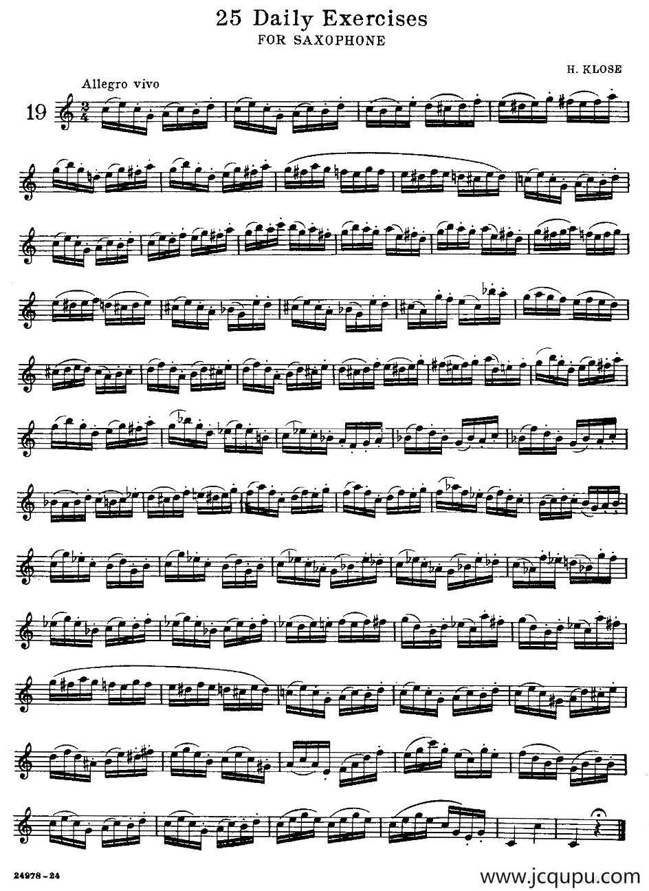 klose - 25首萨克斯练习曲（19）简谱
