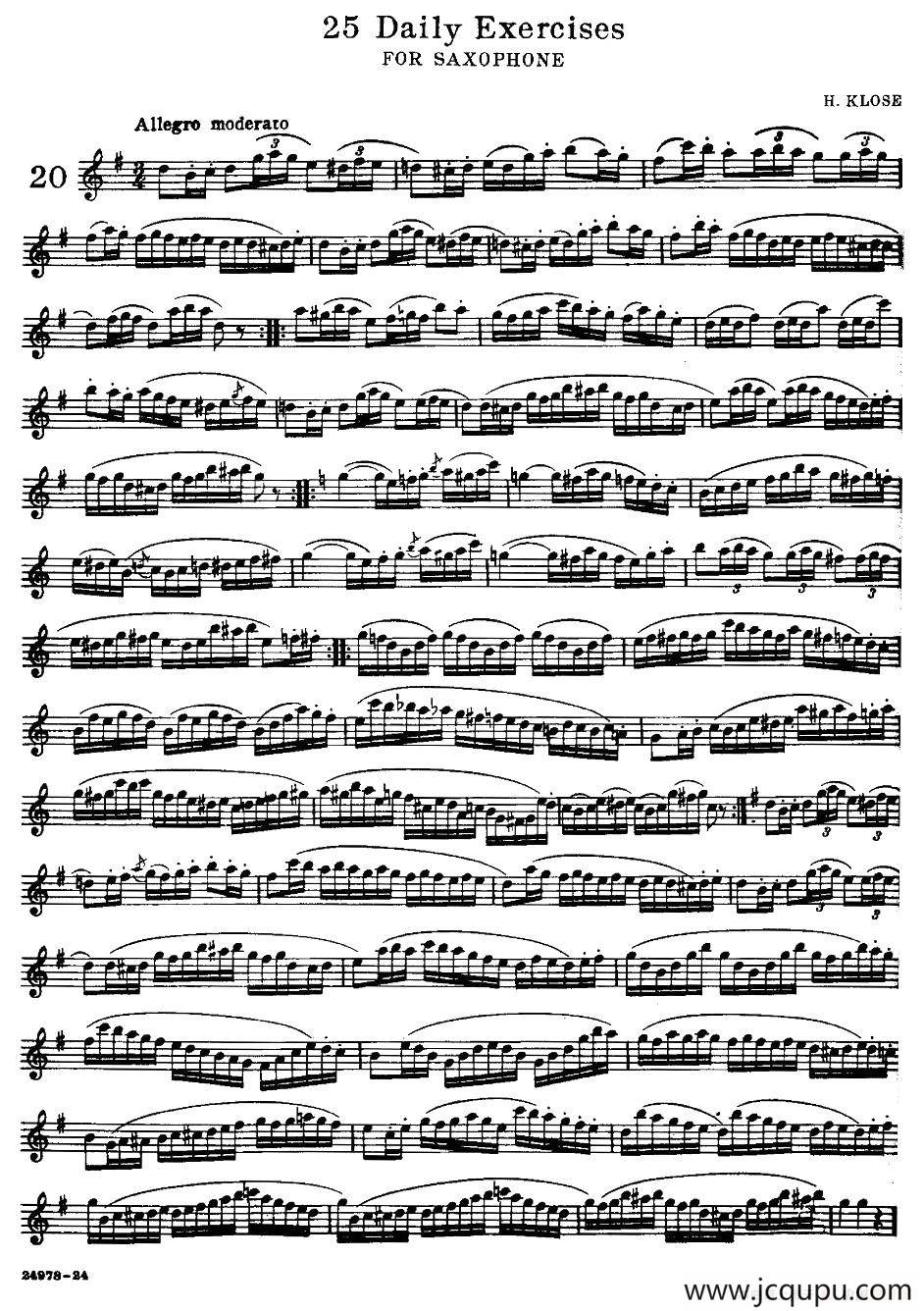 klose - 25首萨克斯练习曲（20）简谱