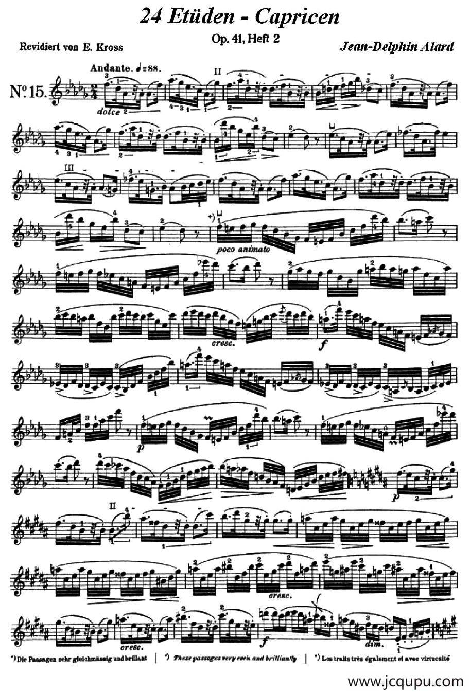 让·德尔菲·阿拉尔-12首小提琴隨想练习曲之15简谱