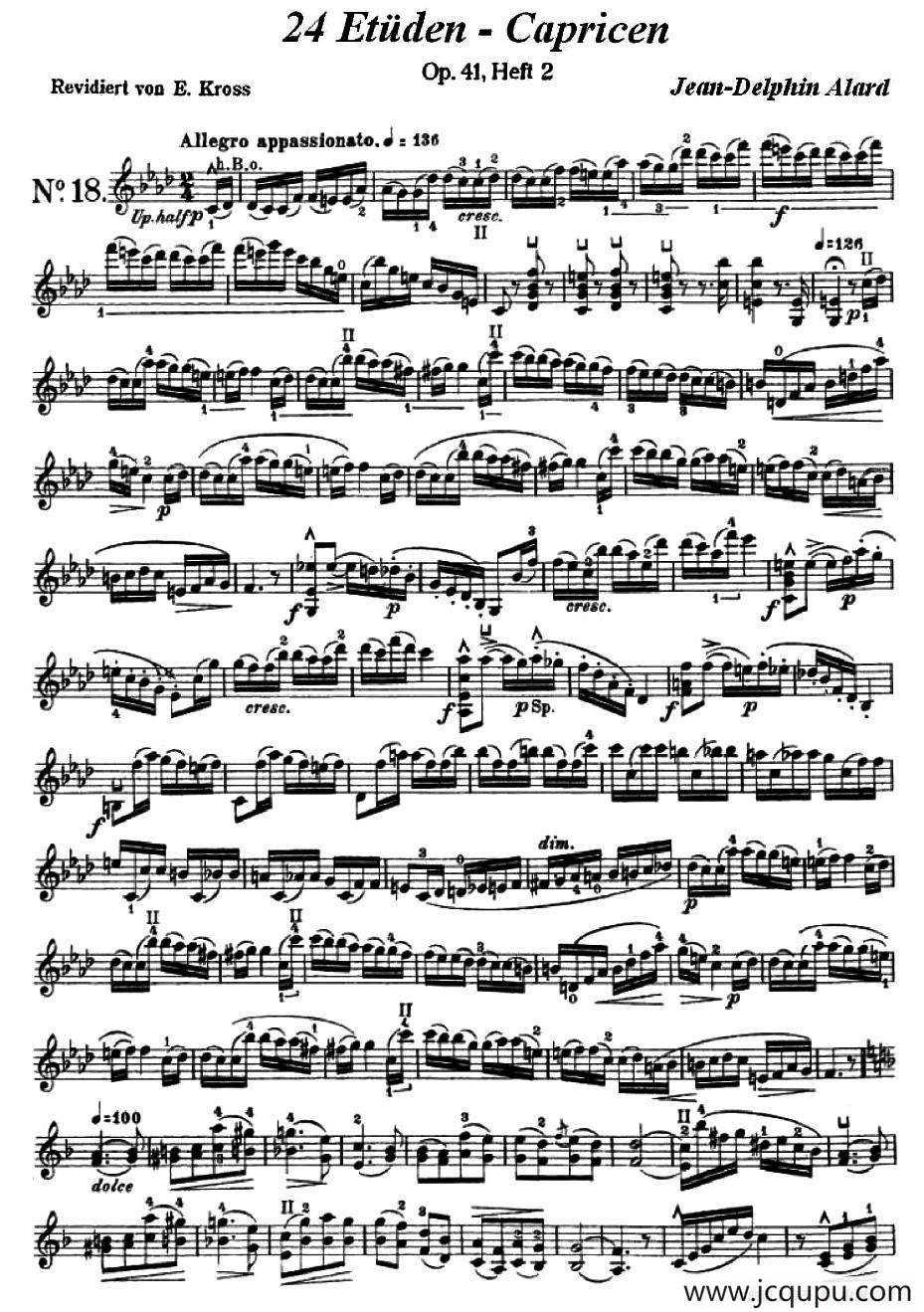 让·德尔菲·阿拉尔-12首小提琴隨想练习曲之18简谱
