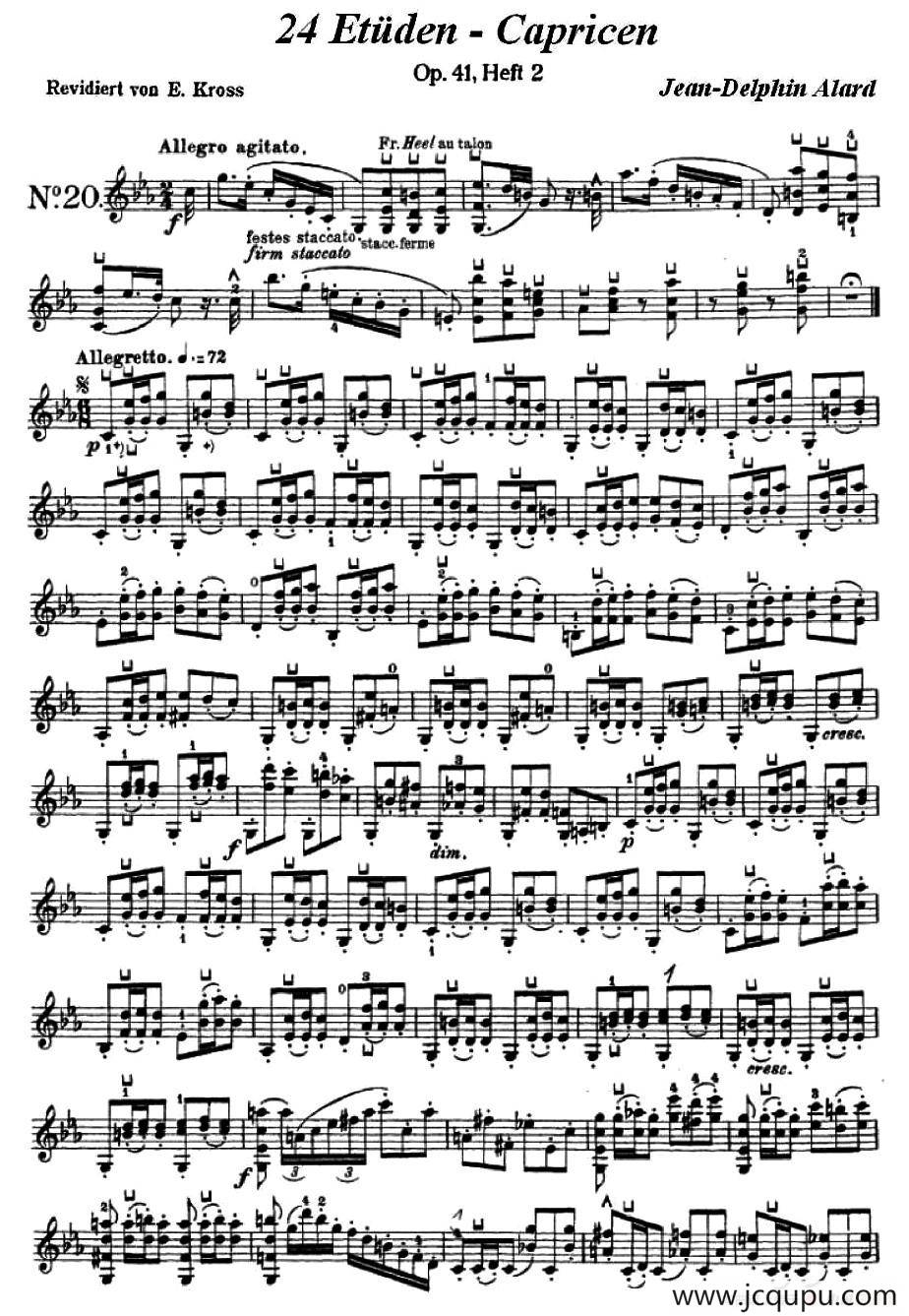 让·德尔菲·阿拉尔-12首小提琴隨想练习曲之20简谱