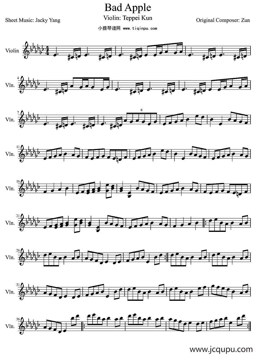 Bad Apple简谱
