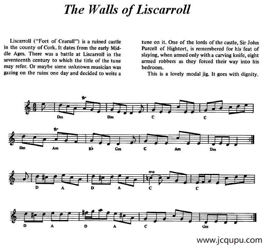 The Walls of Liscarroll （爱尔兰民歌）简谱