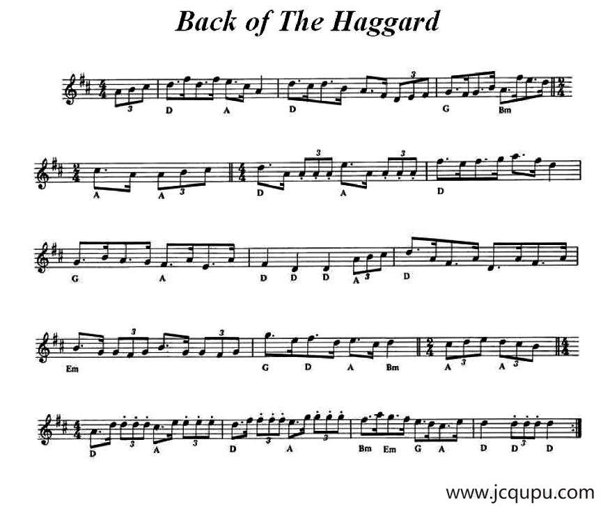 Back of The Haggard（爱尔兰民歌）简谱