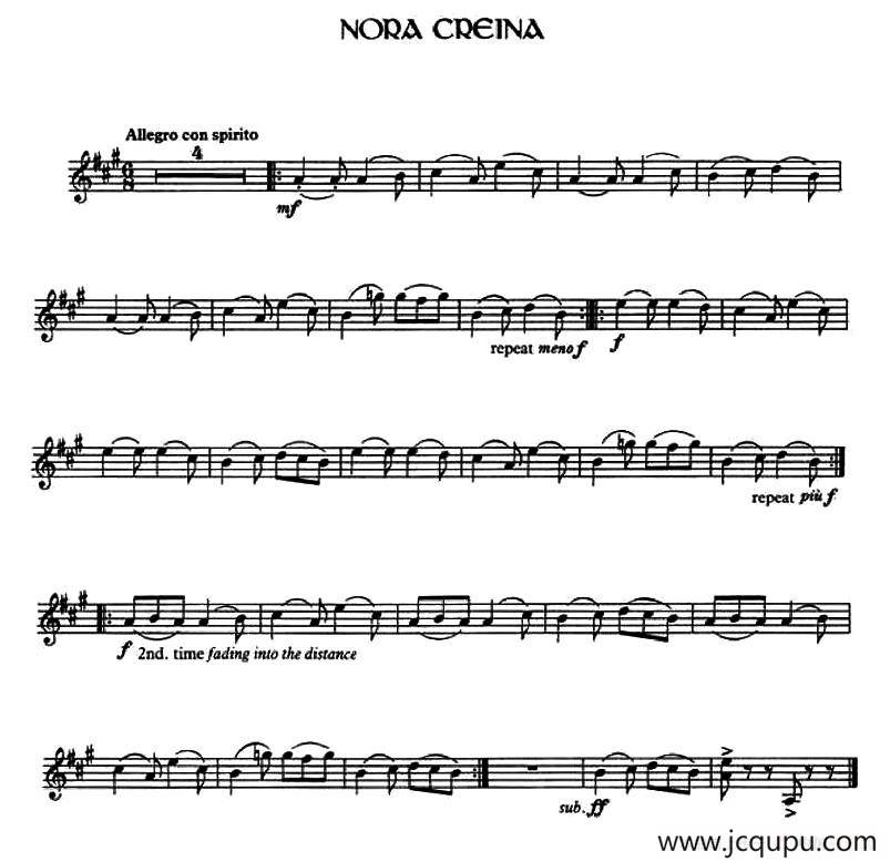 Nora Creina（爱尔兰曲调）简谱