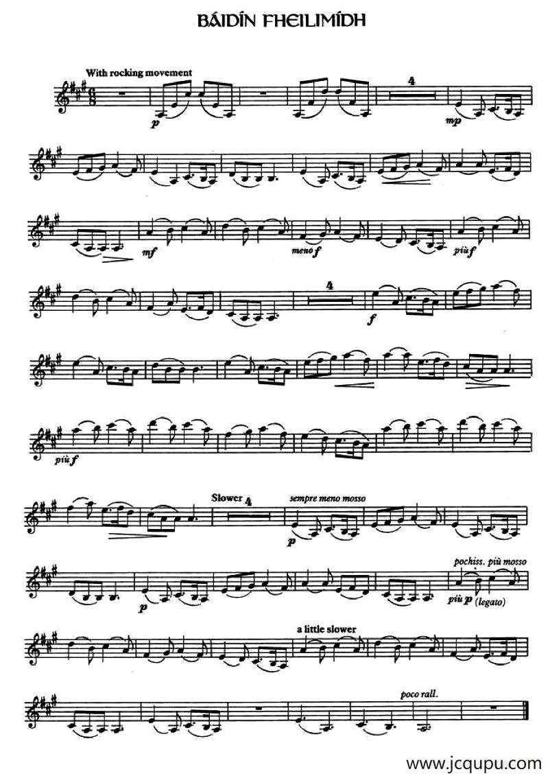 Baidin Fheilimidh（爱尔兰曲调）简谱