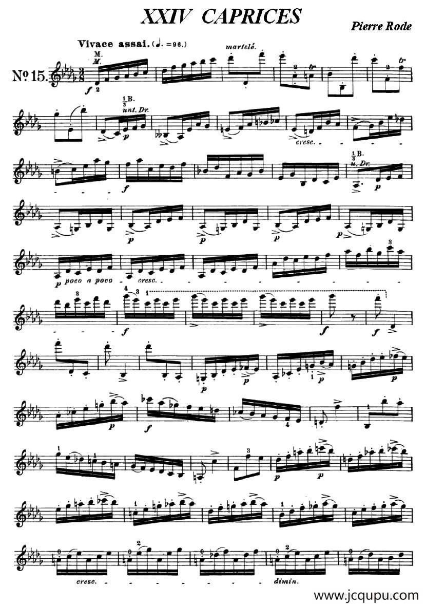 24首小提琴练习曲之15 简谱