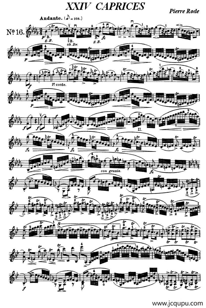 24首小提琴练习曲之16 简谱