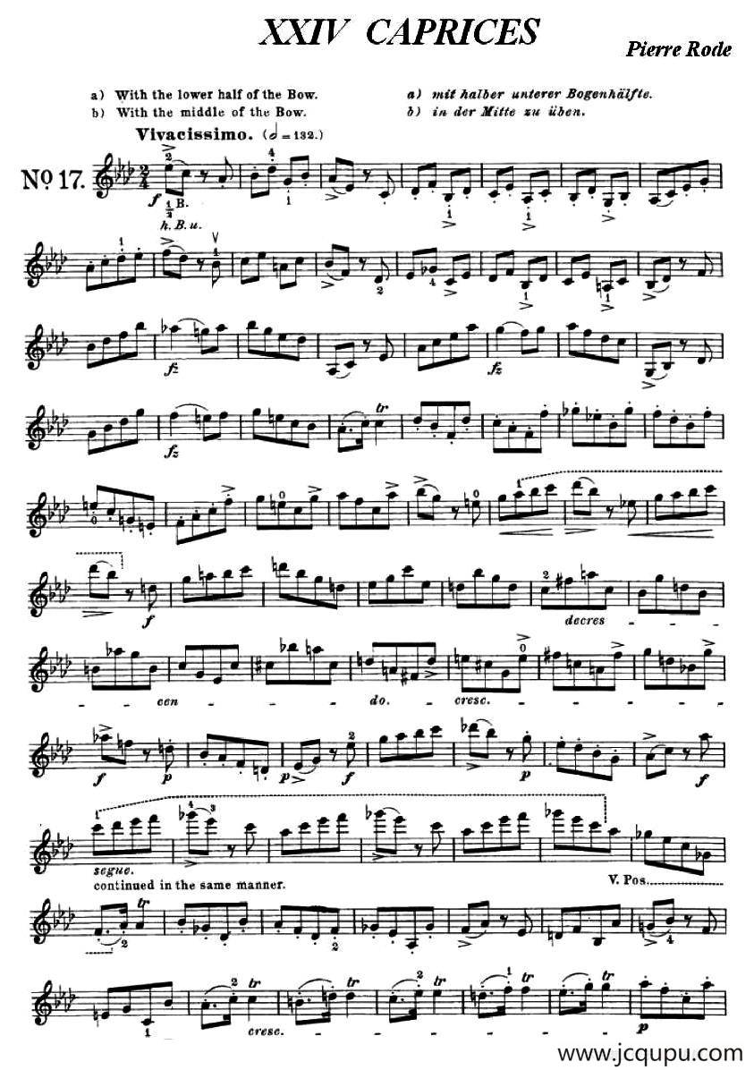 24首小提琴练习曲之17 简谱