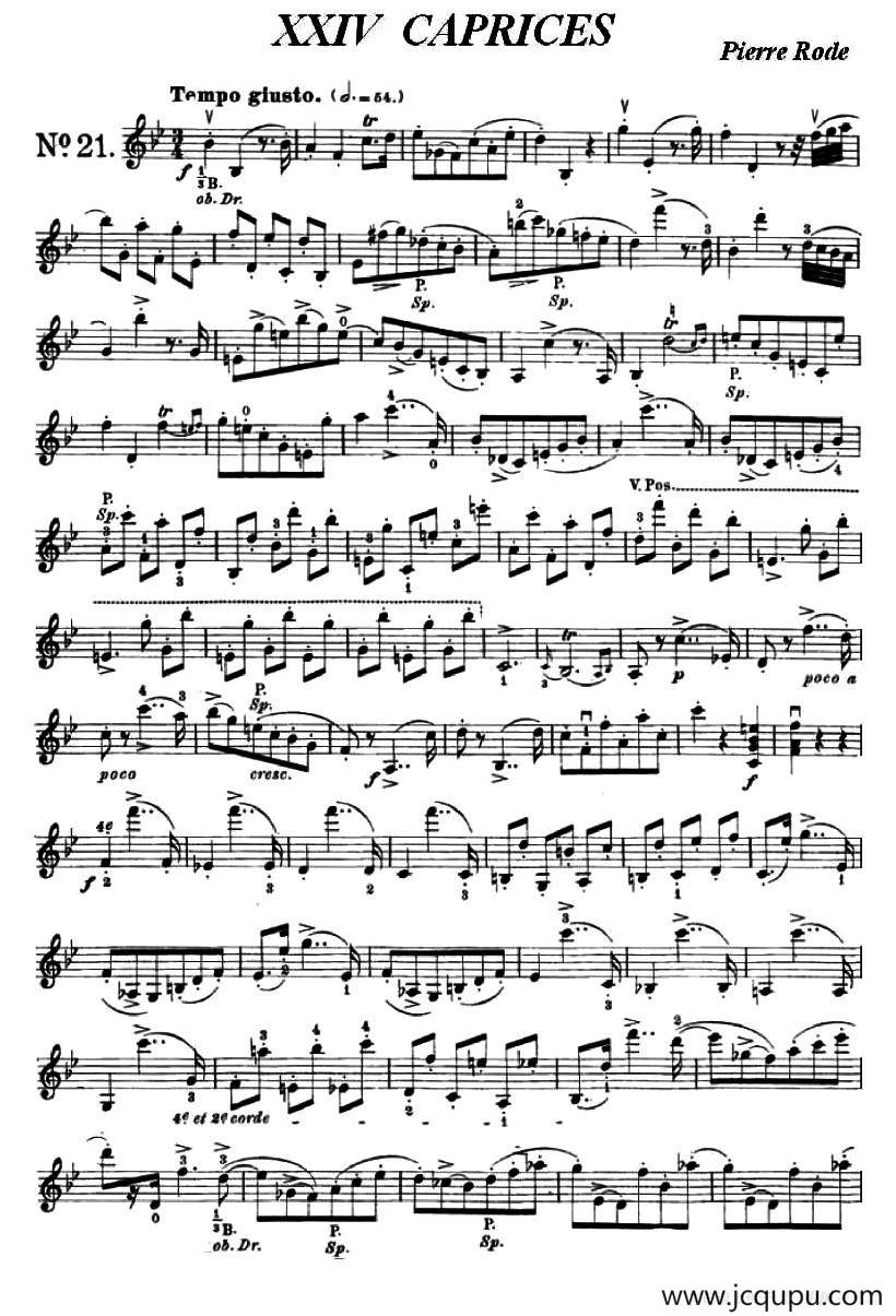 24首小提琴练习曲之21 简谱