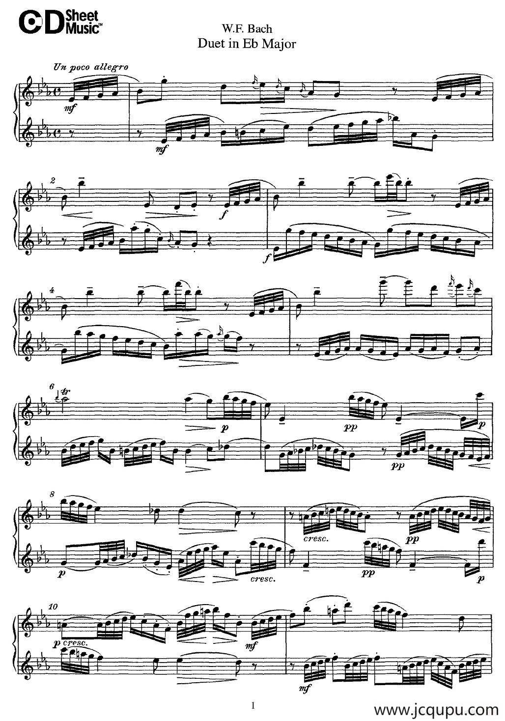 Eb大调二重奏简谱