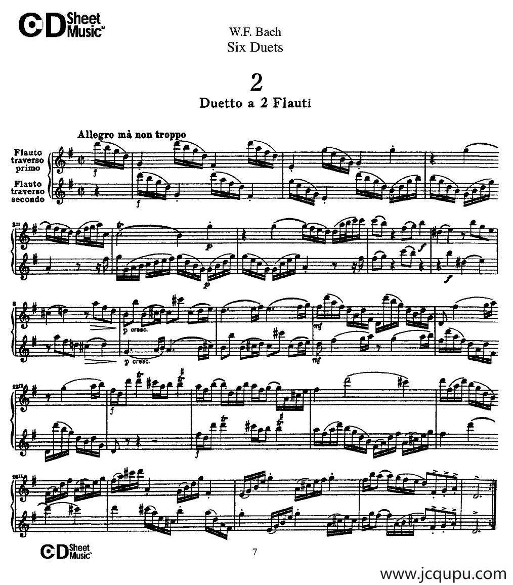 W.F.巴赫—六首二重奏练习曲（2）简谱