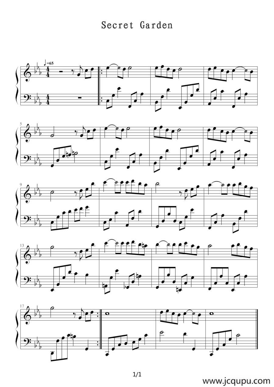 神秘园之歌（Songs From A Secret Garden ）简谱