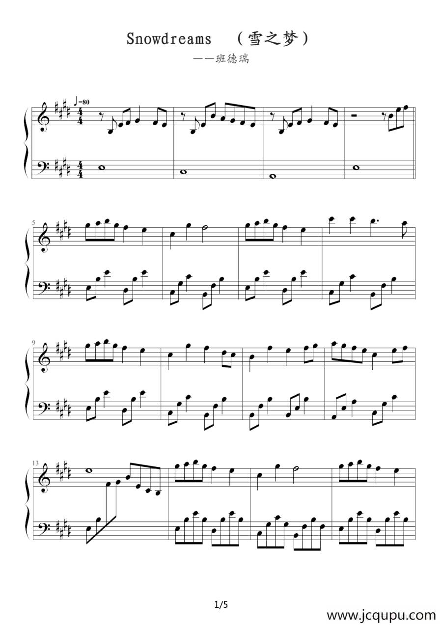 Snowdreams（雪之梦）简谱