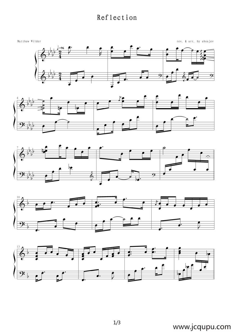 Reflection（花木兰）简谱