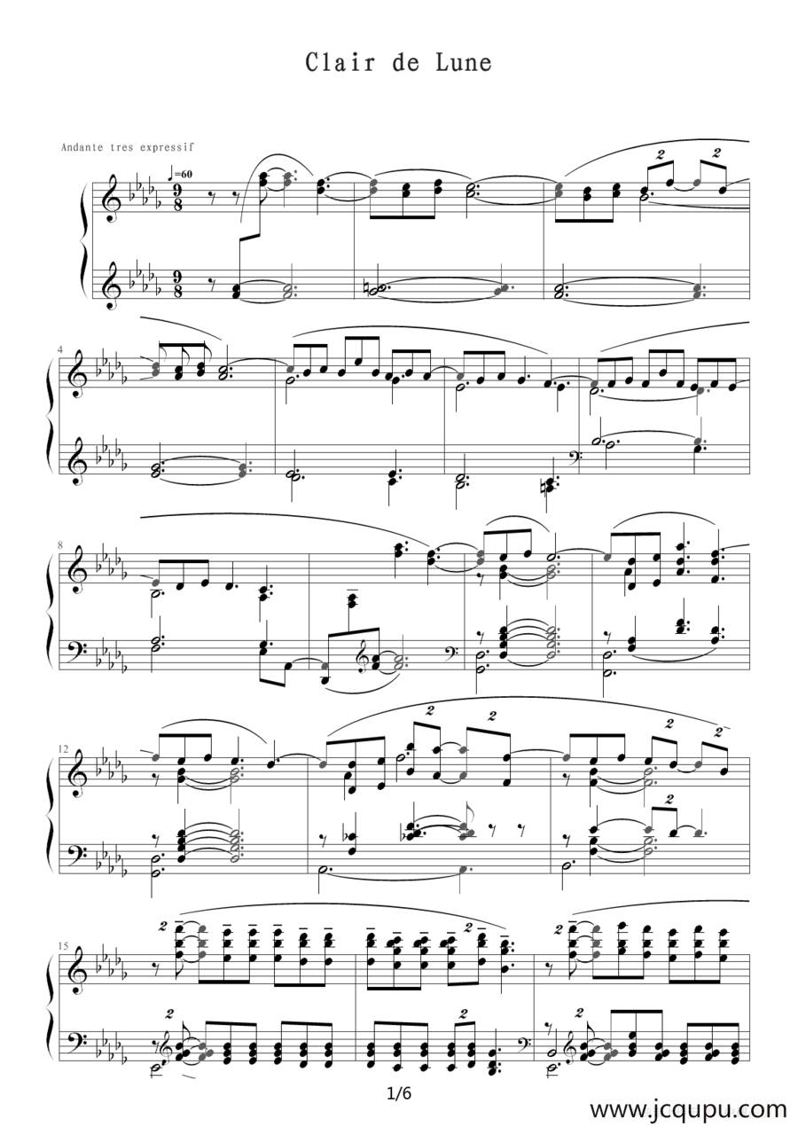 Clair de Lune（月光曲）简谱
