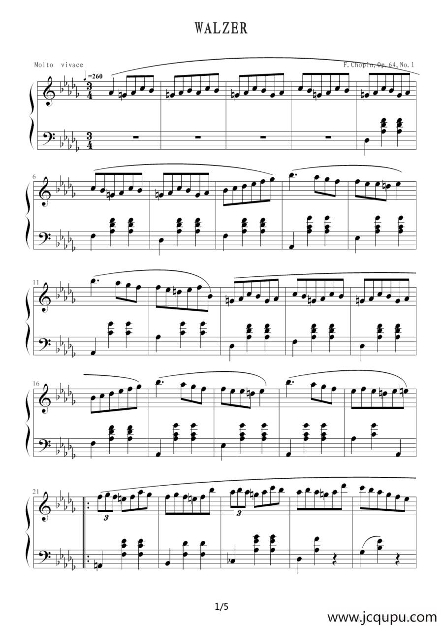 小犬圆舞曲简谱