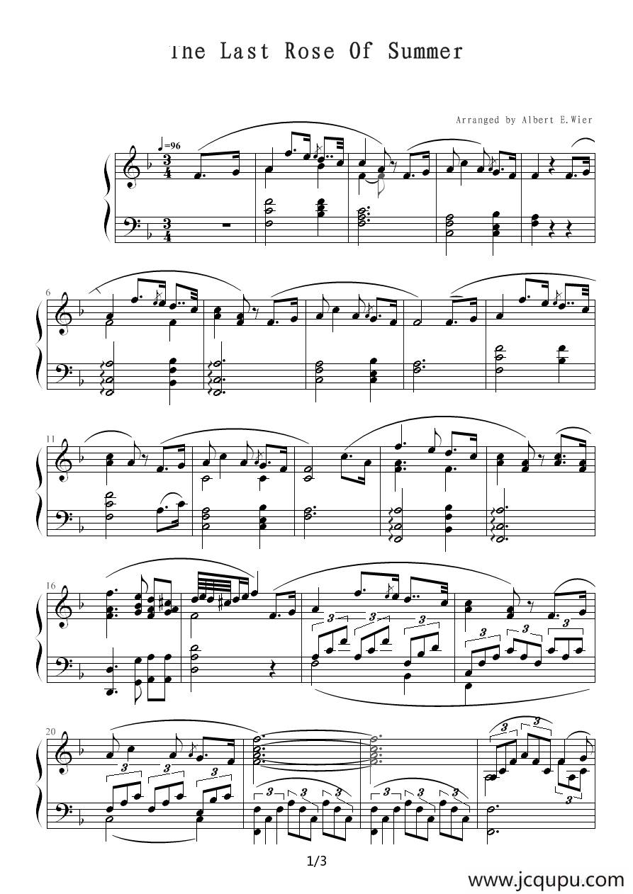 夏日最后一朵玫瑰简谱