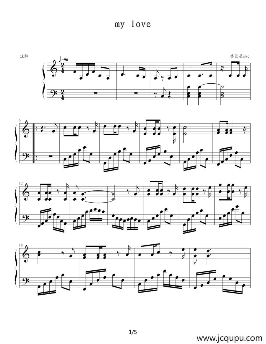 My Love简谱