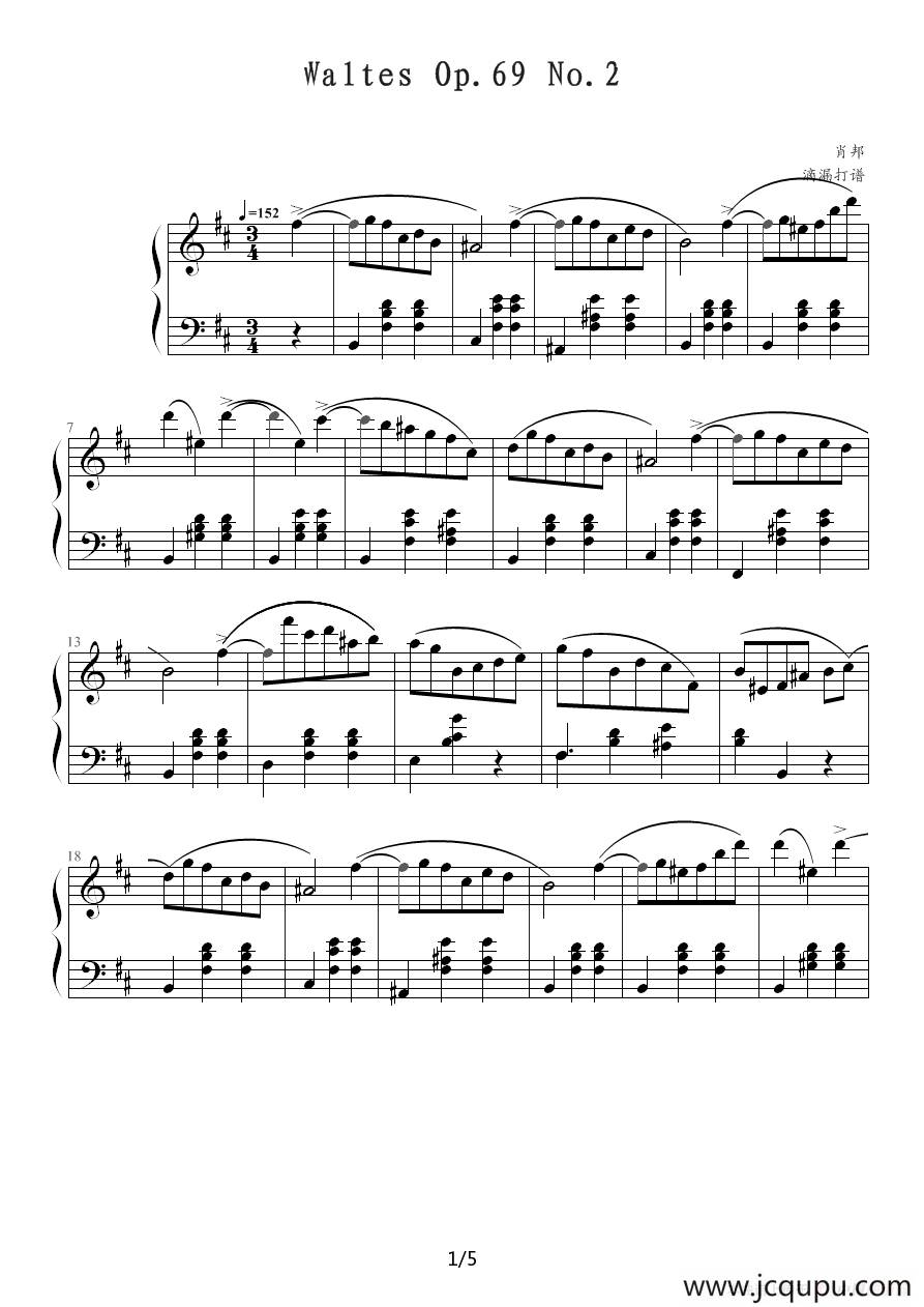 Waltes Op.69 No.2简谱