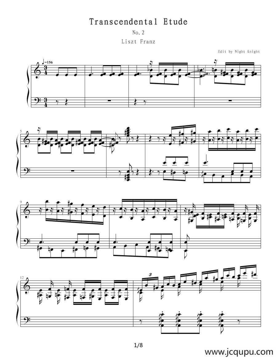 李斯特超凡练习曲第二首简谱