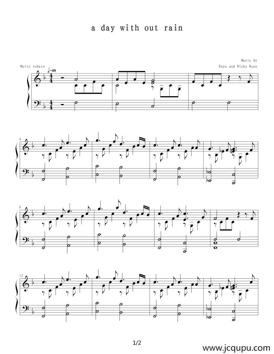 a day with out rain简谱