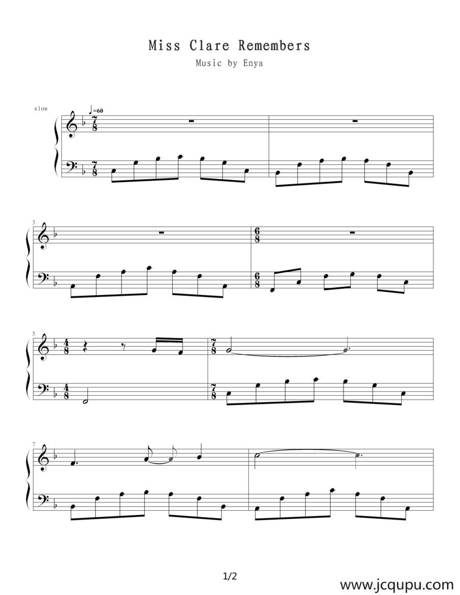 Miss Clare Remembers简谱